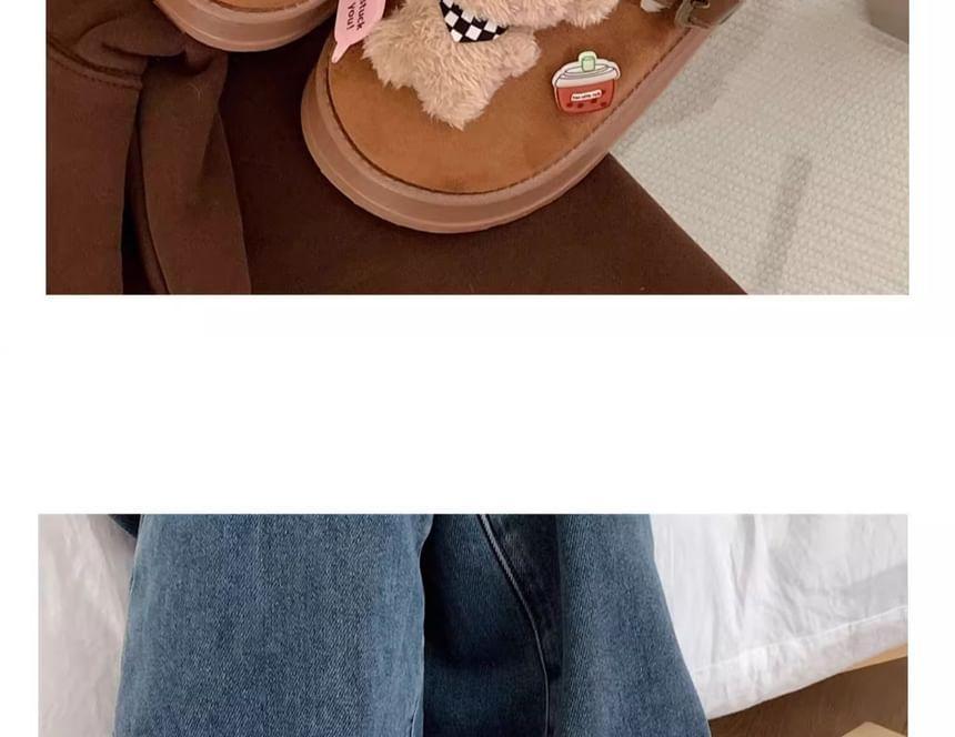 Bear Fleece-Lined Buckled Slippers Product Image