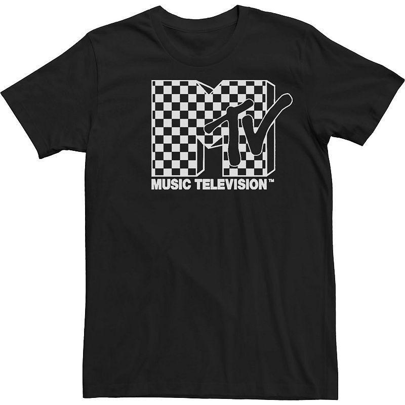 Big & Tall MTV Bright Checkered Mtv Logo Tee, Mens Black Product Image