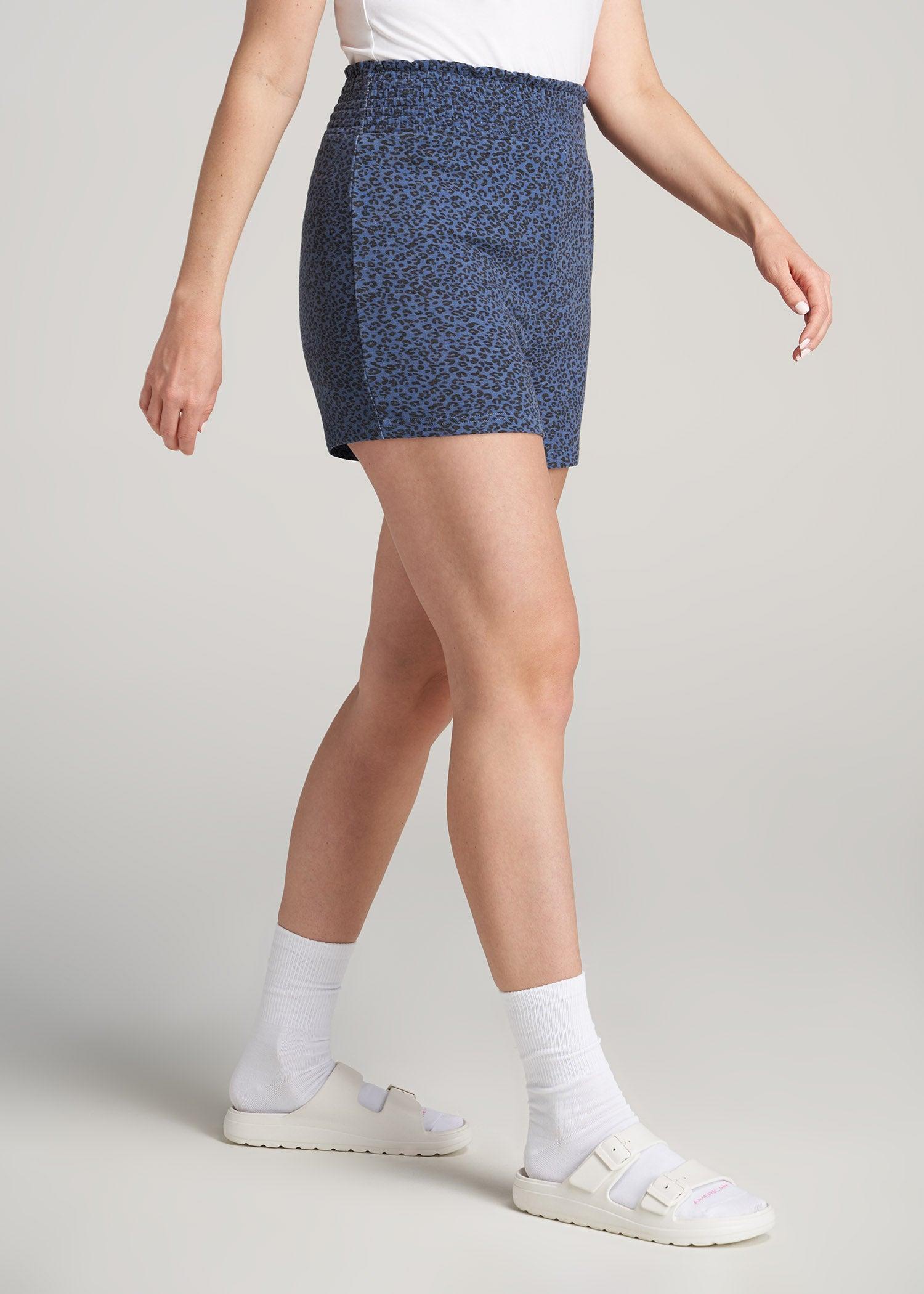 Cozy PJ Lounge Shorts for Tall Women in Navy Leopard Product Image