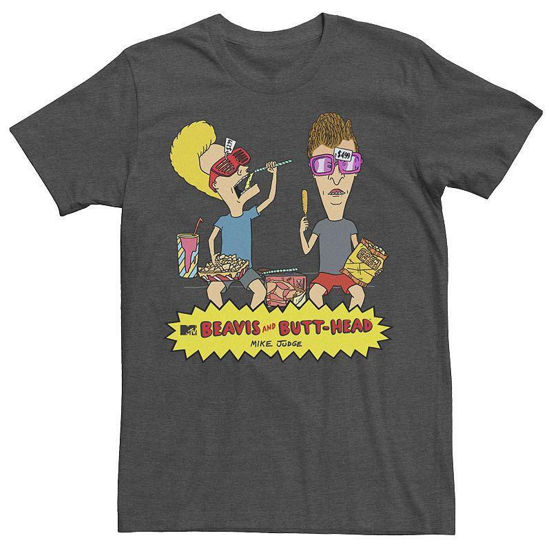 Mens Beavis & Butthead Snacks On The Curb Logo Tee Grey Heather Product Image