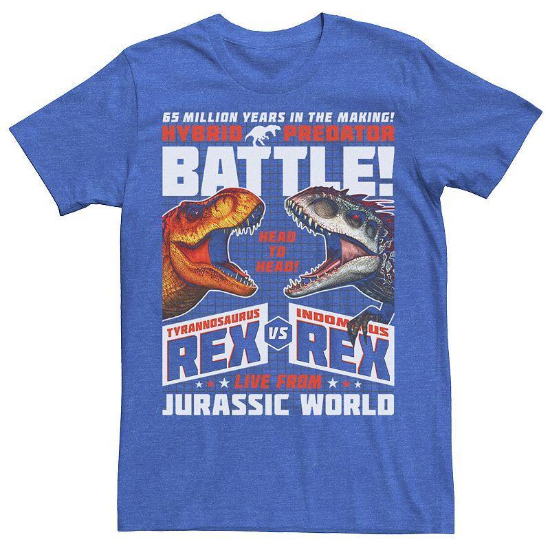 Mens Jurassic World T-Rex VS I-Rex Battle Poster Graphic Tee Blue Product Image