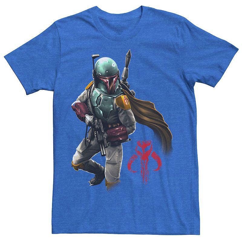 Mens Star Wars Boba Fett Grunge Profile Tee Athletic Grey Product Image