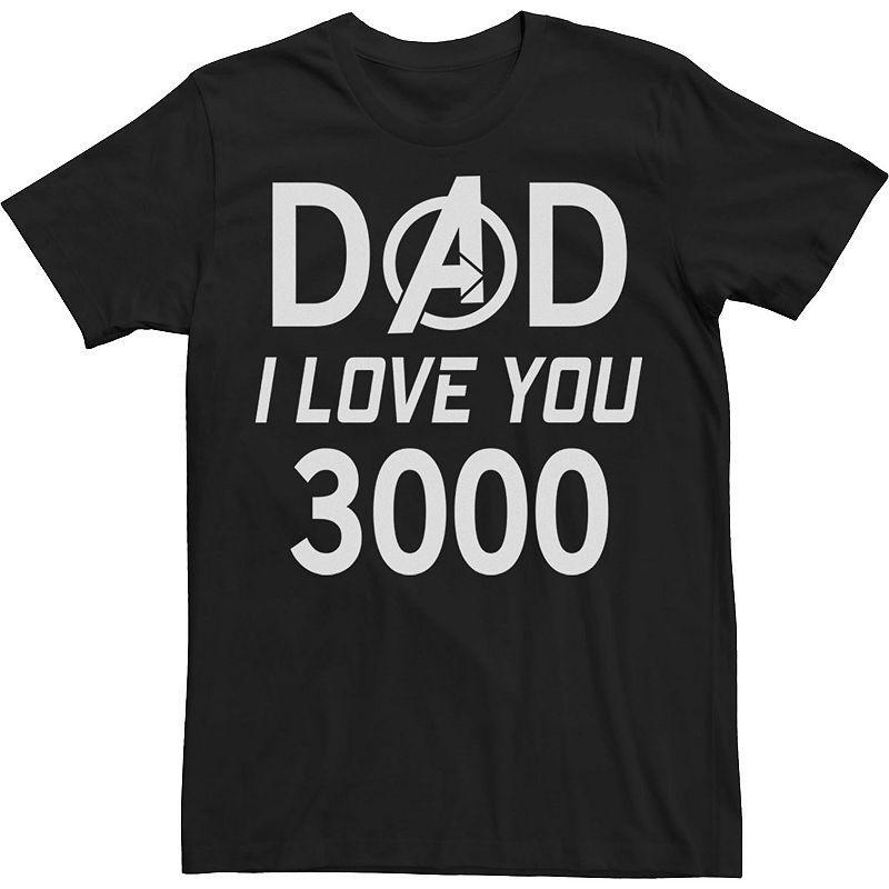 Big & Tall Marvel Dad I Love You 3000 Avengers Logo Fathers Day Tee, Mens Black Product Image