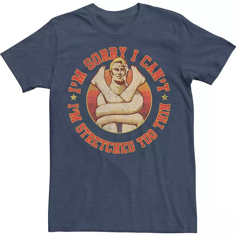 Mens Stretch Armstrong Sorry I Cant Im Stretched Too Thin Tee, Mens Navy Grey Product Image