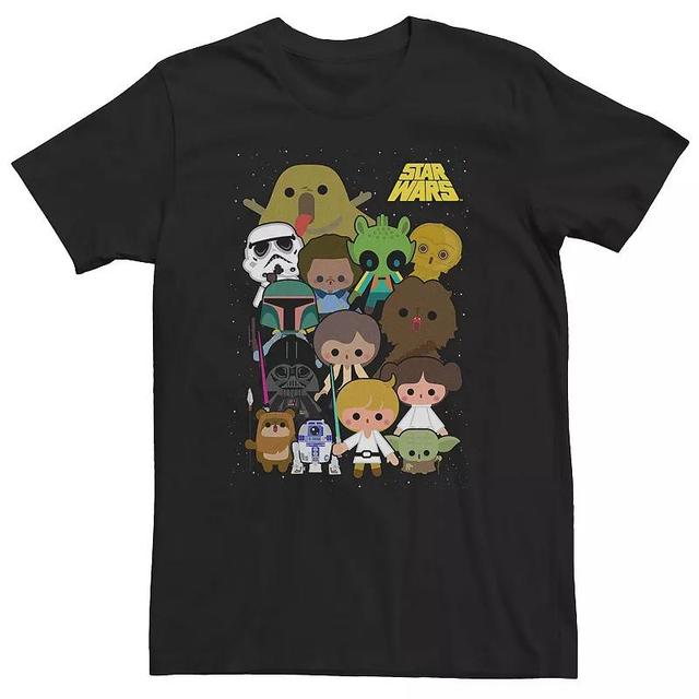 Big & Tall Star Wars Group Shot All Screaming Cute Cartoon Tee, Mens Product Image