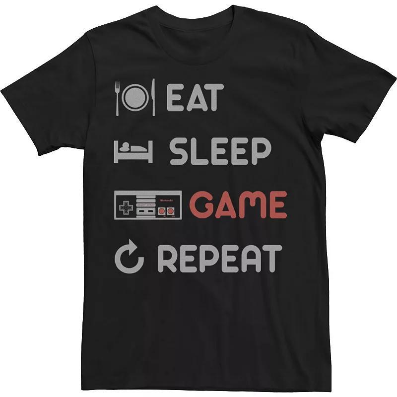 Big & Tall Nintendo Eat Sleep Game Repeat Tee, Mens Product Image