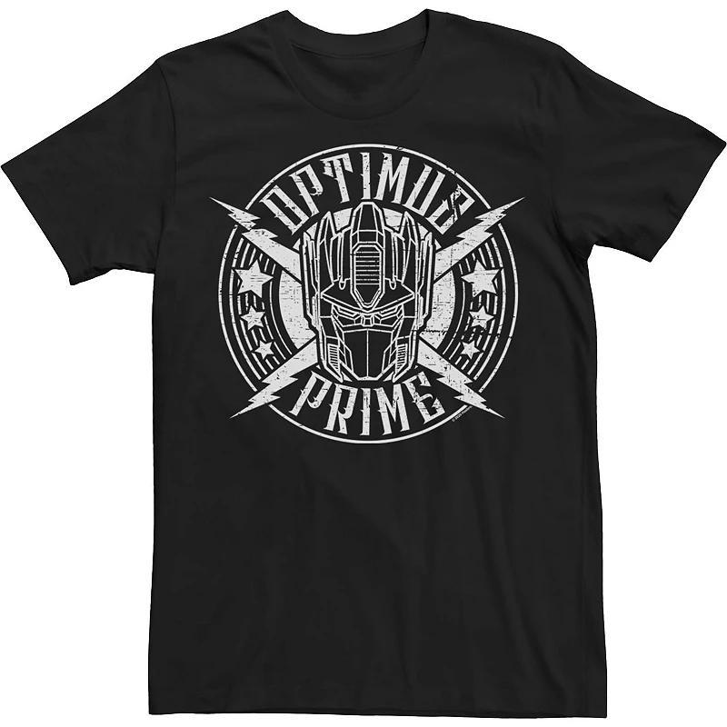 Mens Transformers Optimus Prime Rock Badge Tee Black Product Image