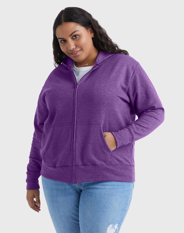 Hanes Just My Size EcoSmart Womens Full-Zip Fleece Hoodie (Plus ) Ebony 3X Product Image