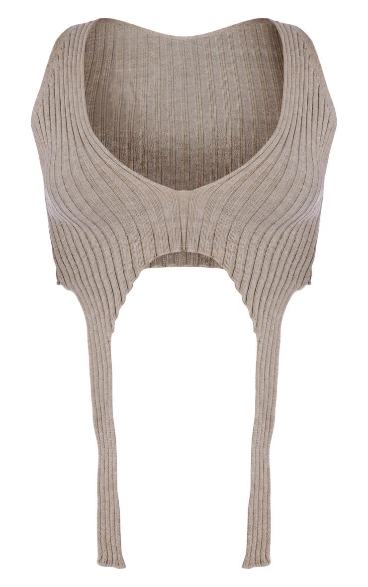 PLT Label Taupe Knitted Strap Detail Top Product Image