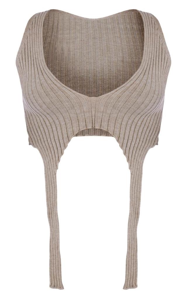 PLT Label Taupe Knitted Strap Detail Top Product Image