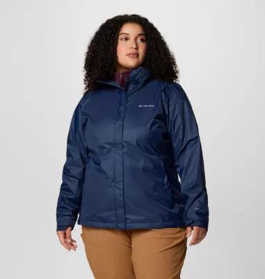 Plus Size Columbia Arcadia II Hooded Packable Jacket, Womens Collegiate Blue Product Image