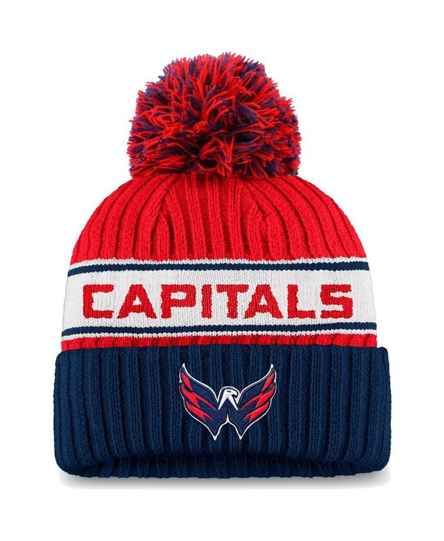 Womens Fanatics Navy Washington Capitals Authentic Pro Locker Room Cuffed Knit Hat with Pom - Navy Product Image