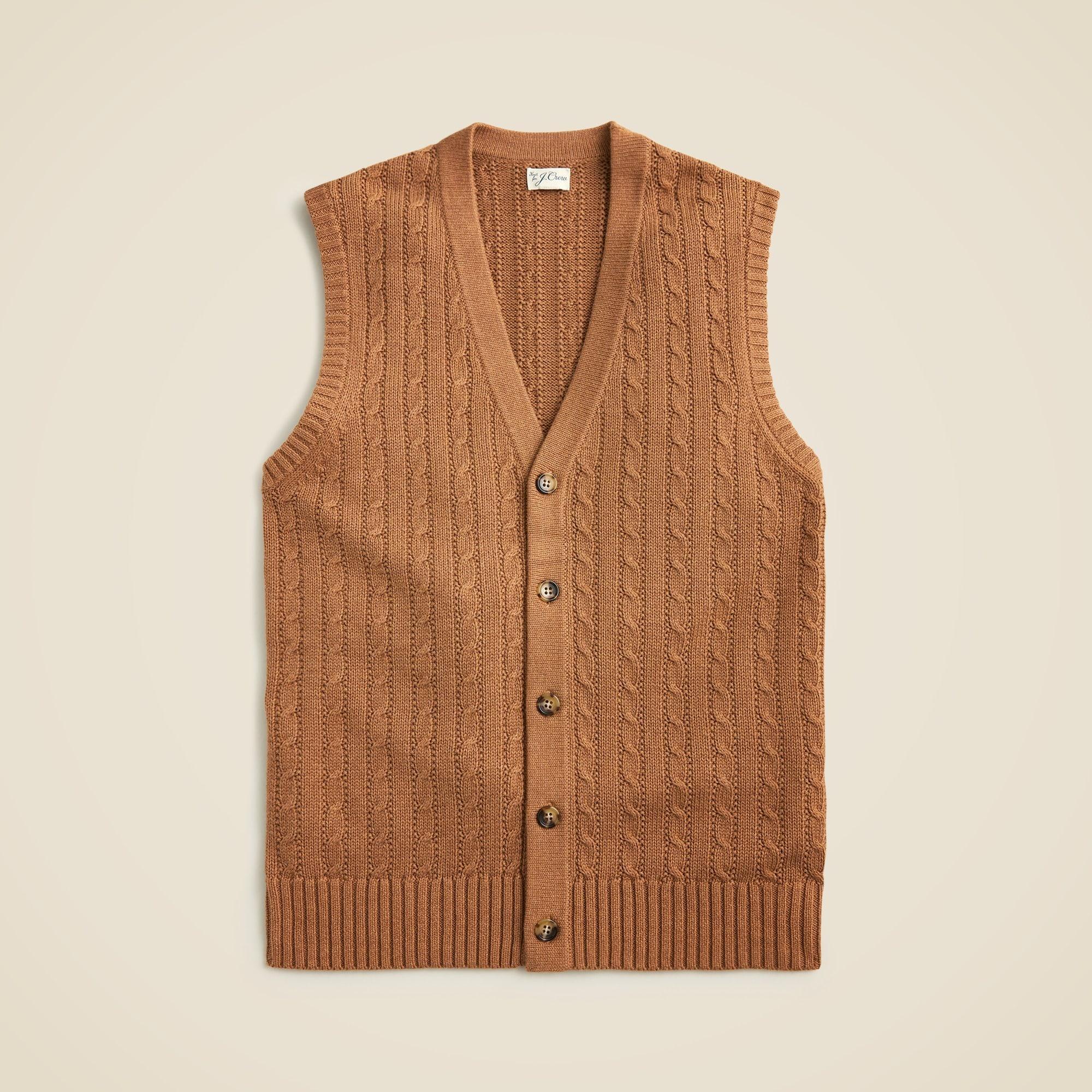 Heritage cotton cable cardigan sweater-vest Product Image