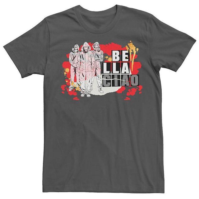 Mens Netflix La Casa De Papel Bella Ciao Paint Splatter Tee Grey Product Image