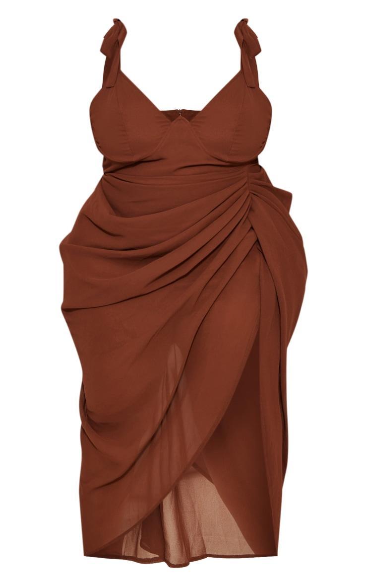 Plus Chocolate Underwire Detail Draped Midi Dress Product Image