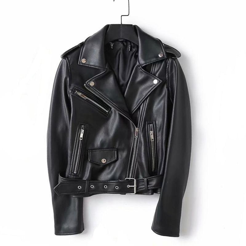 Faux Leather Zip Biker Jacket product image