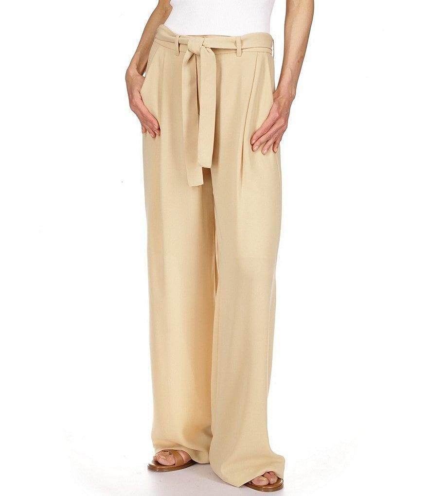 Michael Kors Drapey Crepe Self Sash Wide Leg Pants Product Image