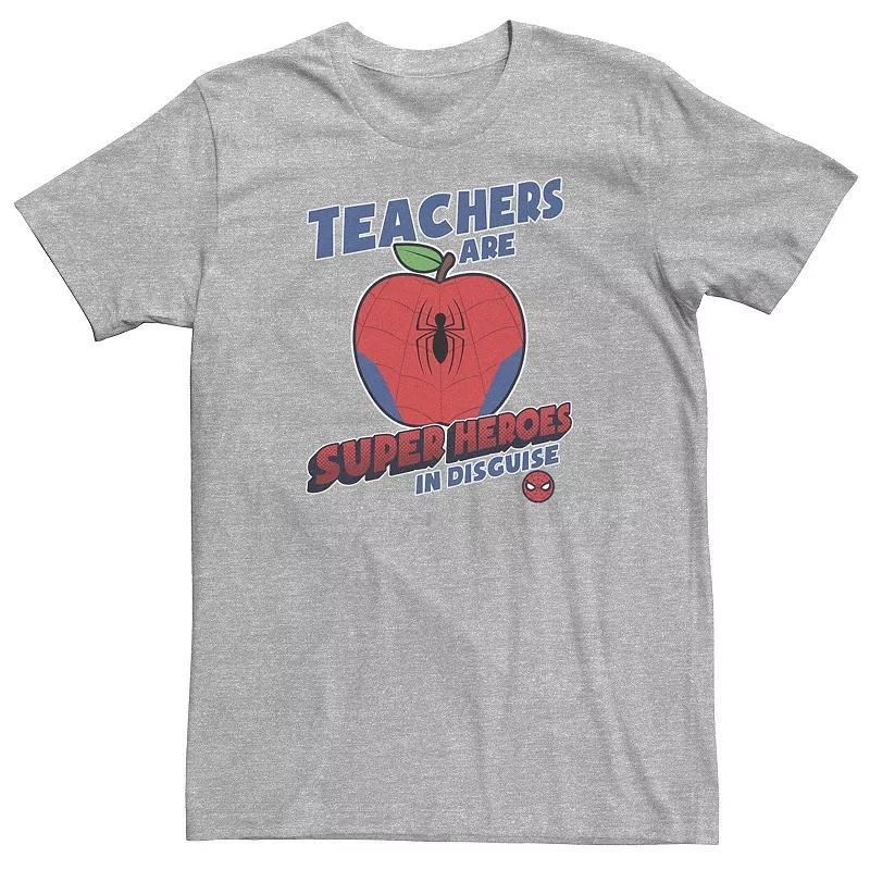 Big & Tall Marvel Teachers Are Super Heroes In Disguise Spider-Man Tee, Mens Athletic Grey Product Image