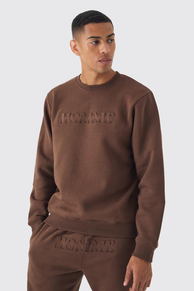 Regular Mix Homme Embossed Sweatshirt | boohooMAN USA Product Image