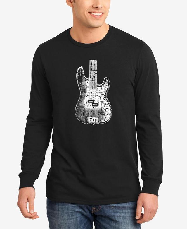 Mens Word Art Long Sleeve Bass Guitar T-shirt Product Image