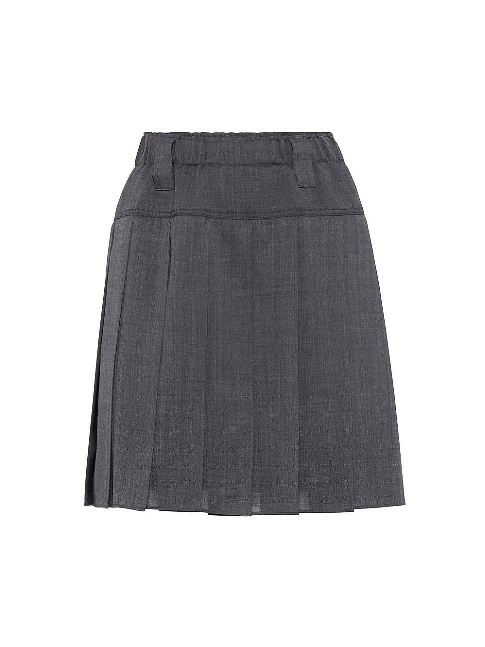 Womens Pleated Virgin Wool Organza Mini Skirt Product Image