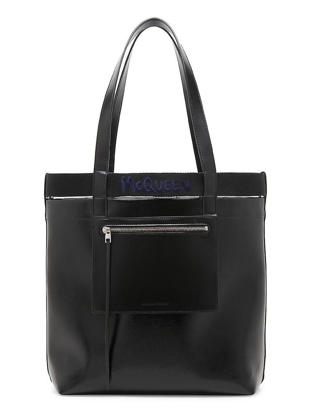 Mens North-South Logo Leather Shopper Tote Product Image