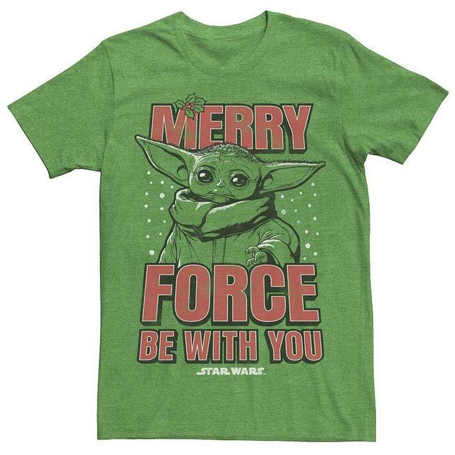 Mens Star Wars The Mandalorian Merry Force Poster Tee Kelly Grey Product Image