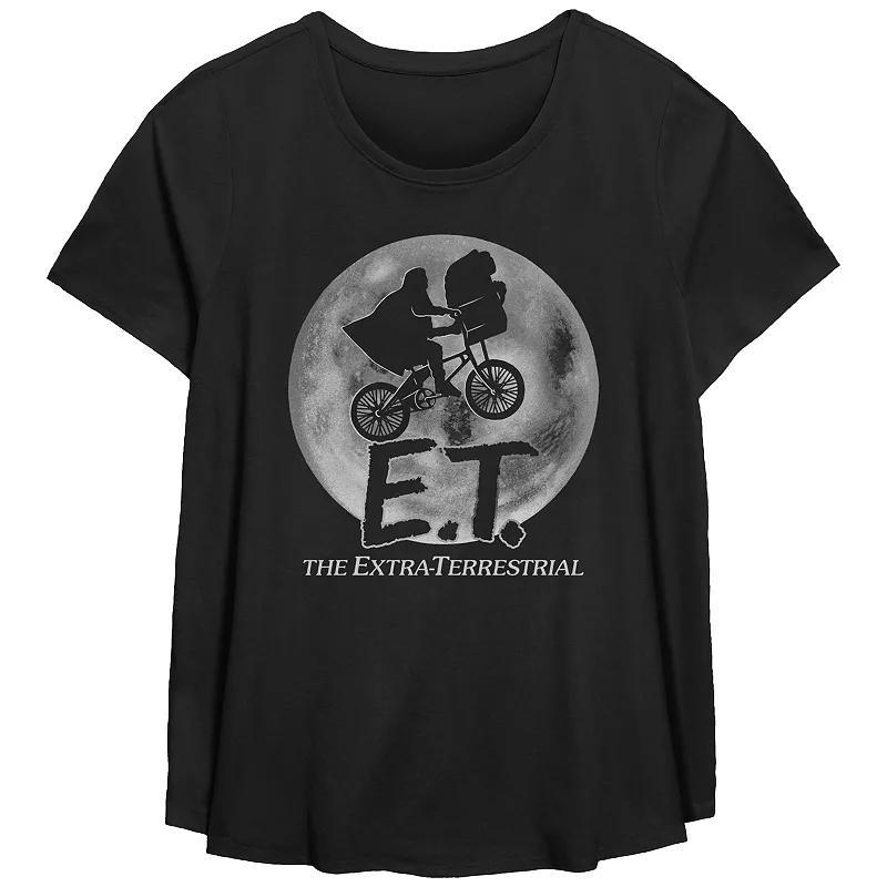 Juniors Plus Size E.T. The Extraterrestrial Full Moon Flight Scoop Hem Flowy Graphic Tee, Womens product image