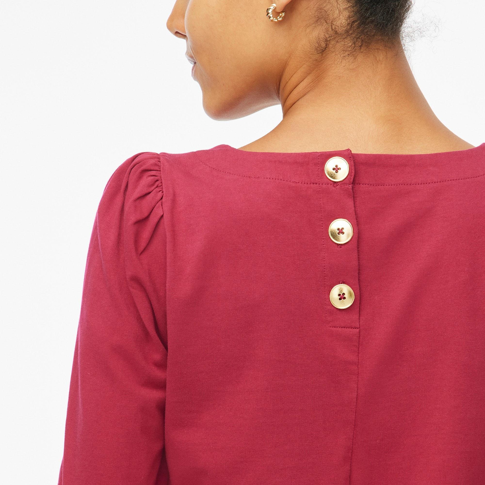 Puff-sleeve button-back top Product Image