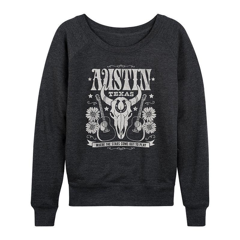 Womens Austin Texas Slouchy Graphic Sweatshirt, Girls Heather Grey Product Image