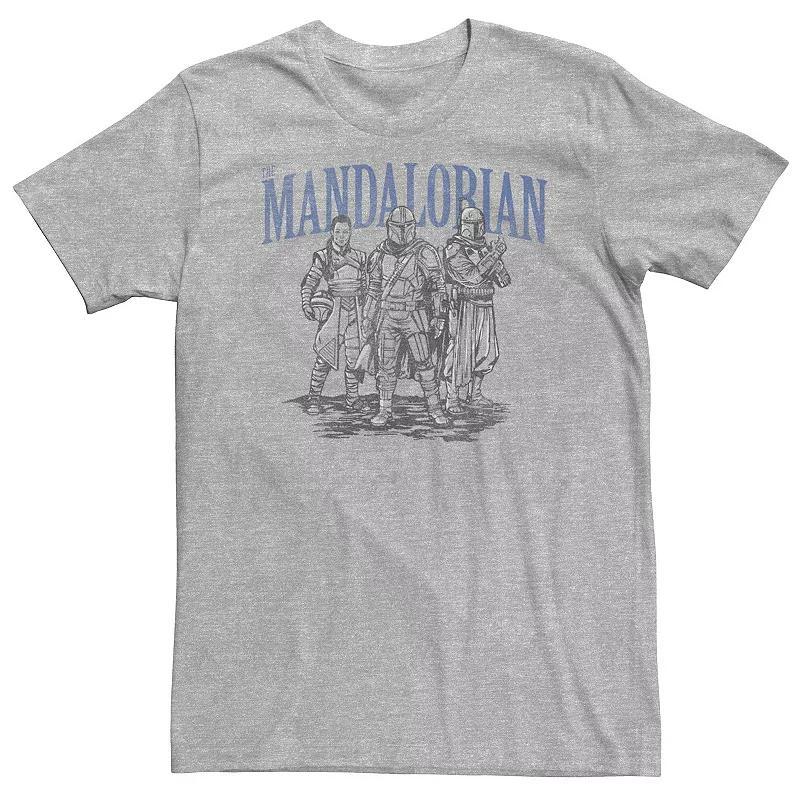 Big & Tall Star Wars: The Mandalorian Sketch Grop Portrait Tee, Mens Athletic Grey Product Image