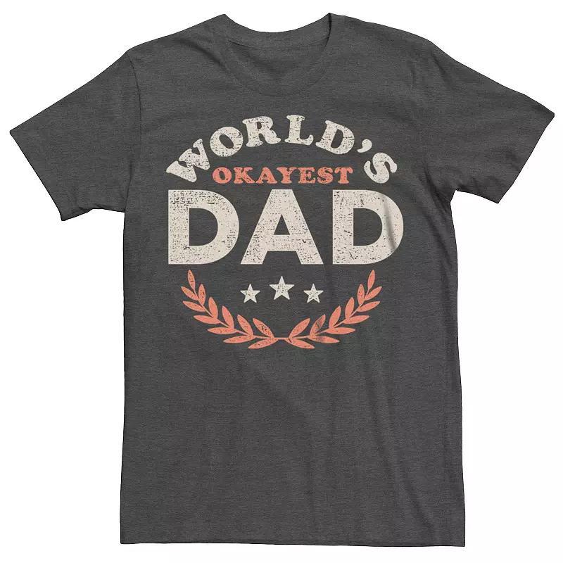 Mens Worlds Okayest Dad Graphic Tee Navy Grey Product Image