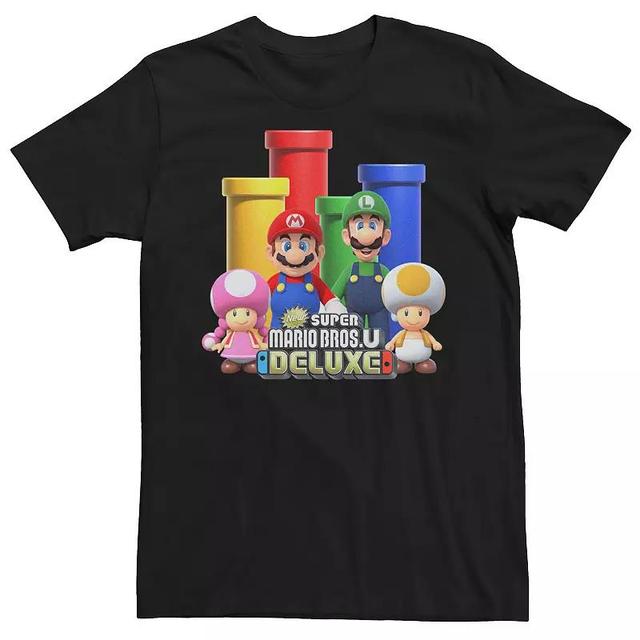 Mens Nintendo Super Mario Bros U Deluxe Group Shot Logo Graphic Tee Product Image