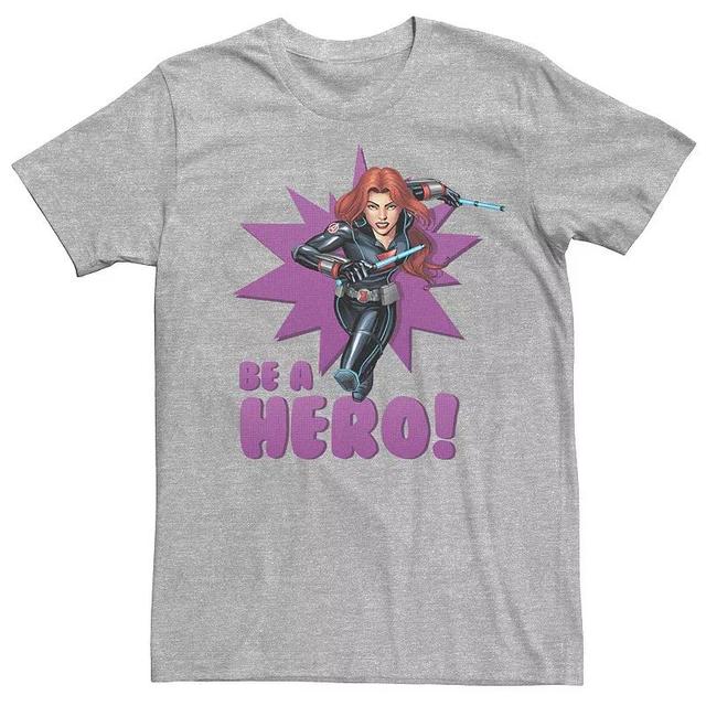 Mens Marvel Black Widow Avengers Assemble BE A HERO! Tee Athletic Grey Product Image