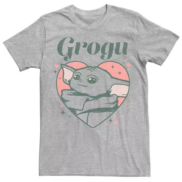 Mens Star Wars: The Mandalorian Grogu In A Heart Valentines Day Tee Athletic Grey Product Image