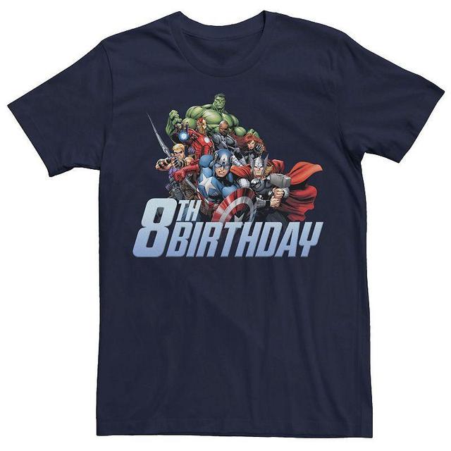 Mens Marvel Avengers Team 8th Birthday Tee Blue Product Image