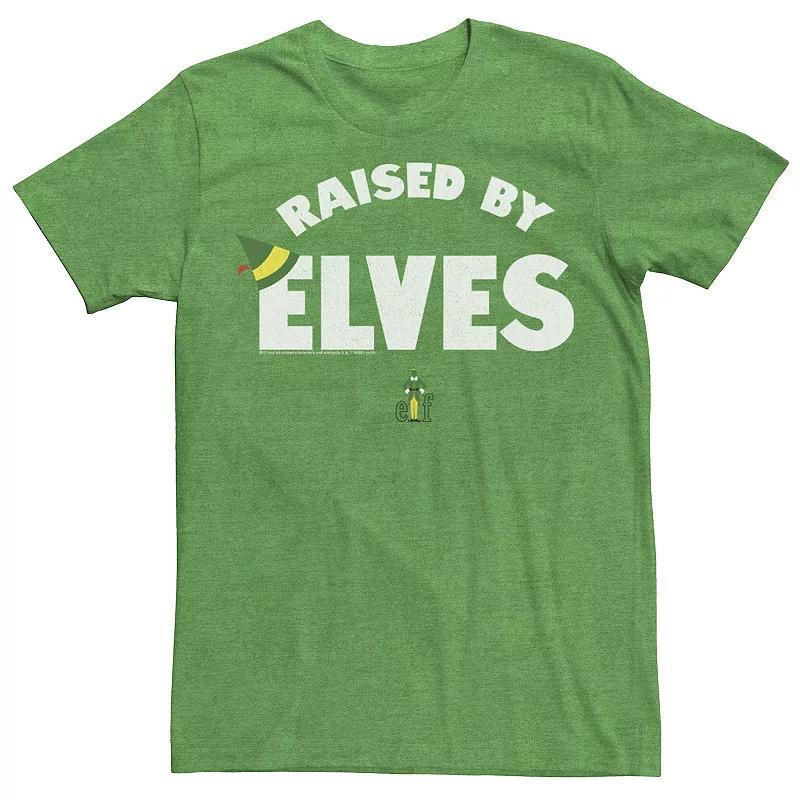 Mens Elf Raised By Elves Text Poster Graphic Tee Product Image