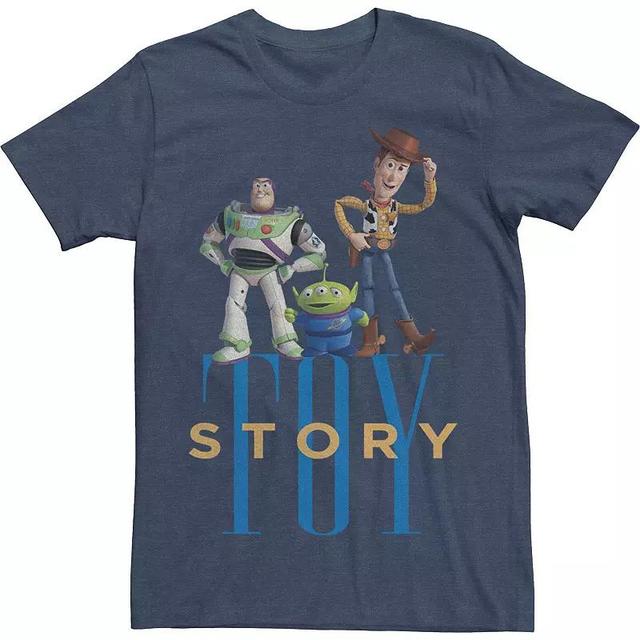 Disney / Pixars Toy Story Woody, Buzz Lightyear & Alien Mens Simple Text Tee Navy Grey Product Image