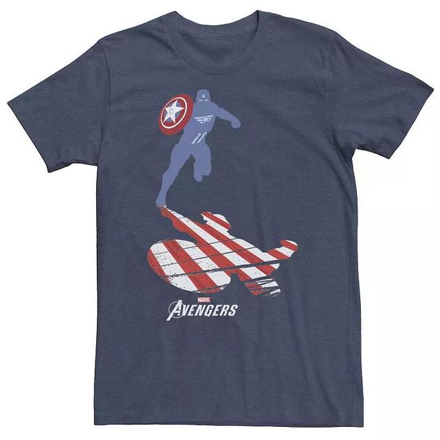 Big & Tall Marvel Avengers Game Captain America Silhouette Tee, Mens Navy Grey Product Image