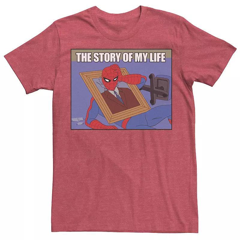 Mens Marvel Spider-Man The Story Of My Life Humor Portrait Graphic Tee Red Product Image