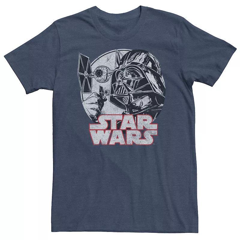 Mens Star Wars Darth Vader Ships Vintage Title Graphic Tee Blue Hthr Product Image