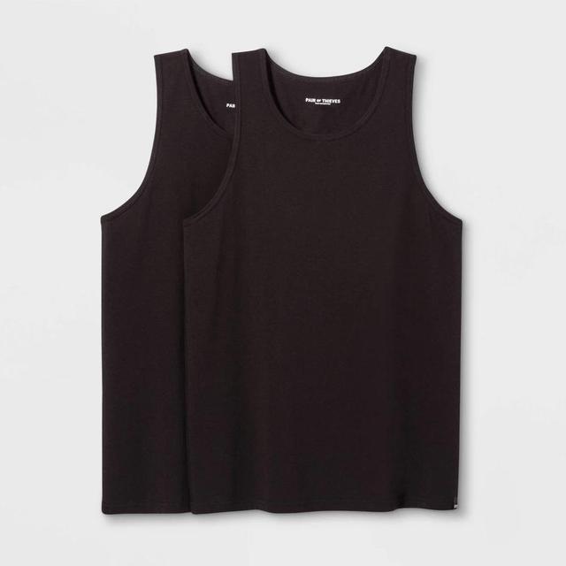 Pair of Thieves Mens Tank Undershirt 2pk - Black L: SuperSoft, Breathable, Stretch, Classic Fit, Sleeveless Product Image