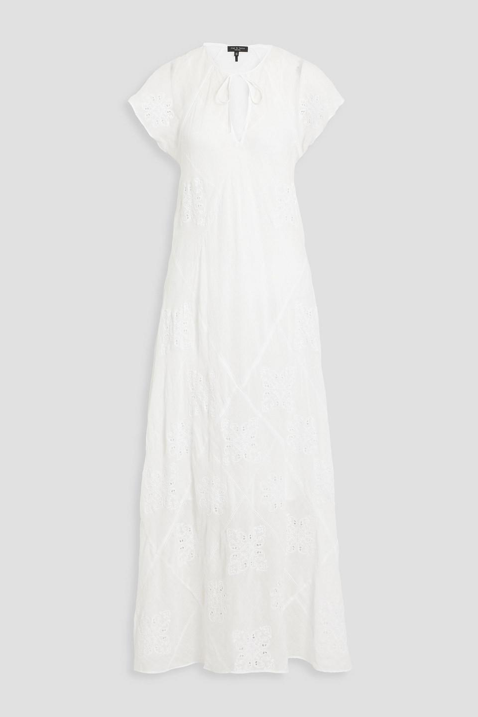 RAG & BONE Delancy Broderie Anglaise Ramie Maxi Dress In White Product Image