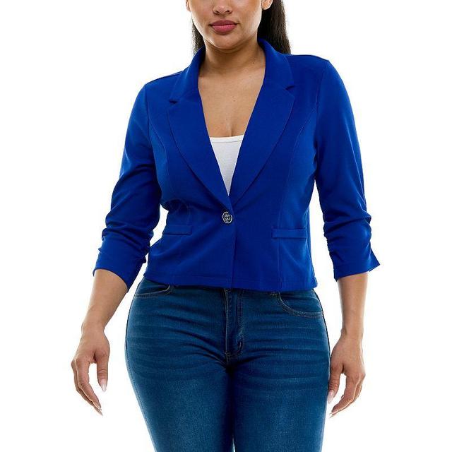 Womens Nina Leonard Button Cropped Blazer Product Image