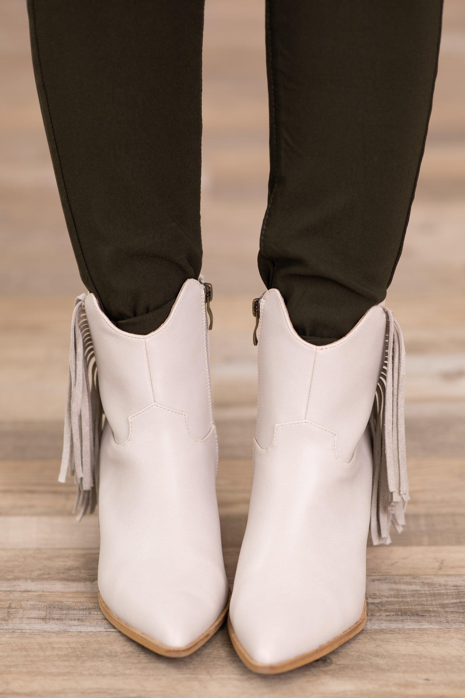 Beige Bootie With Fringe Detail Product Image