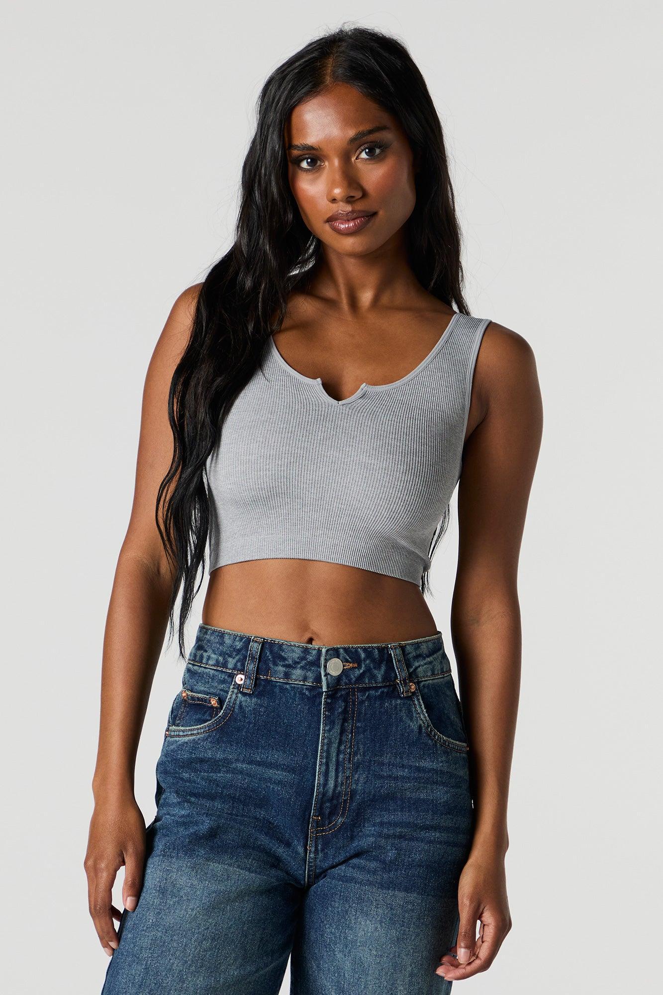 Seamless Scoop Neck Notch Cropped Tank Female Product Image