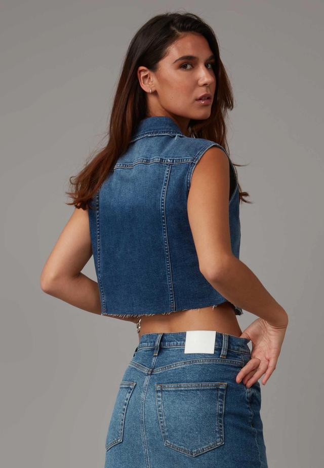 Lola Jean Gabbie Cropped Denim Vest Product Image