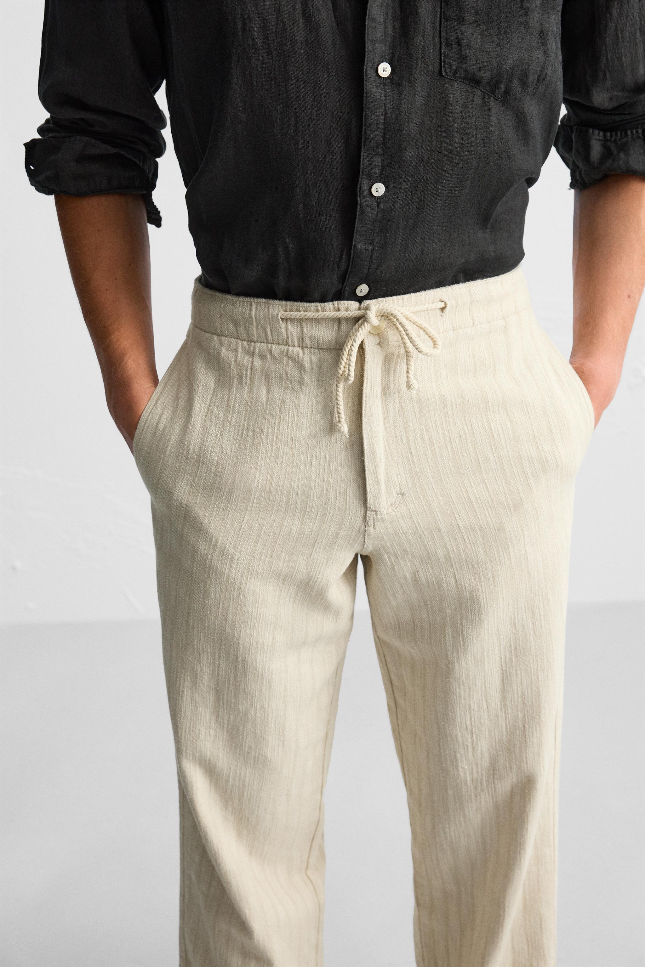 STRIPED TEXTURED PANTS Product Image