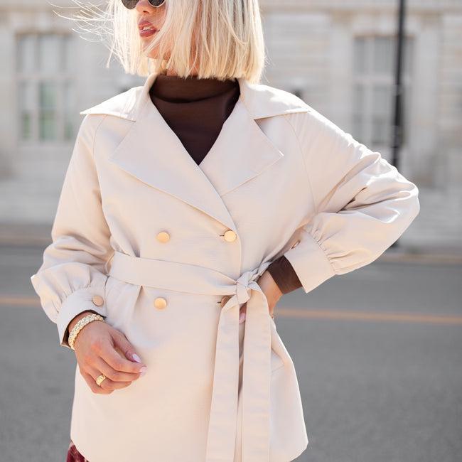 In The Trenches Beige Mid Length Trench Coat product image