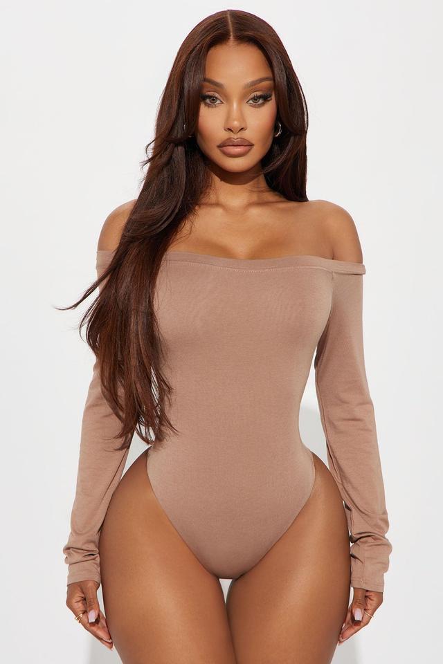 Jamie Off Shoulder Bodysuit - Taupe Product Image